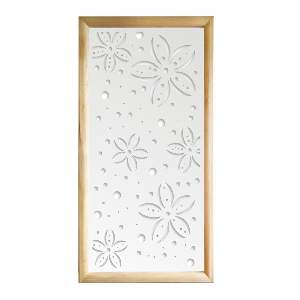 FLOWERS - Prostokątne moduły dekoracyjne z drewna i PCV - Rozmiar 47x94 cm - Grubość 47 mm - Kolor wewnętrzny BIAŁY