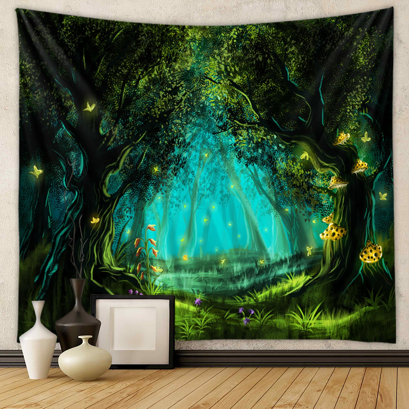 Naturalny gobelin z tropikalnym krajobrazem, 150X200CM, odpowiedni do dekoracji salonu, sypialni, mieszkania, gospodarstwa, akademika