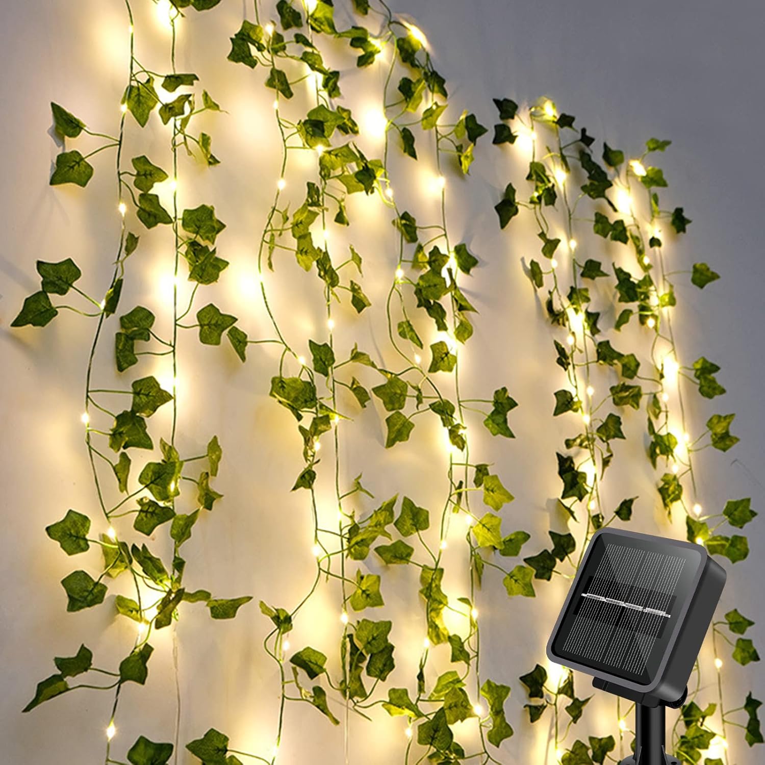 Zewnętrzna solarna girlanda świetlna 10M 100 LED sztuczny bluszcz 8 trybów świecenia dekoracja ogród taras balkon impreza