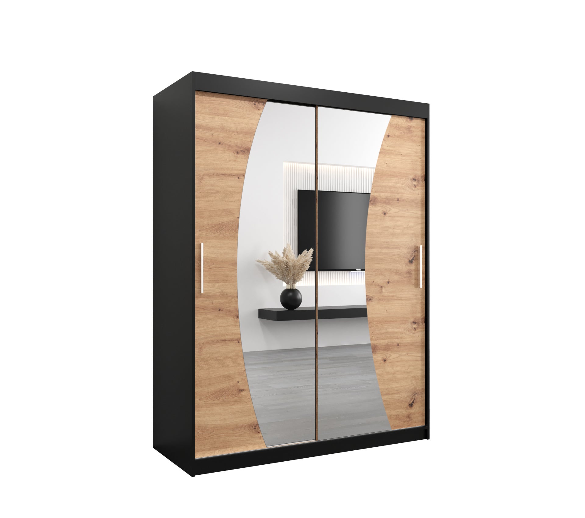 Szafa przesuwna garderoba WAVE 150 x 62 x 200 cm Czarny + Artisan - Abiks Meble
