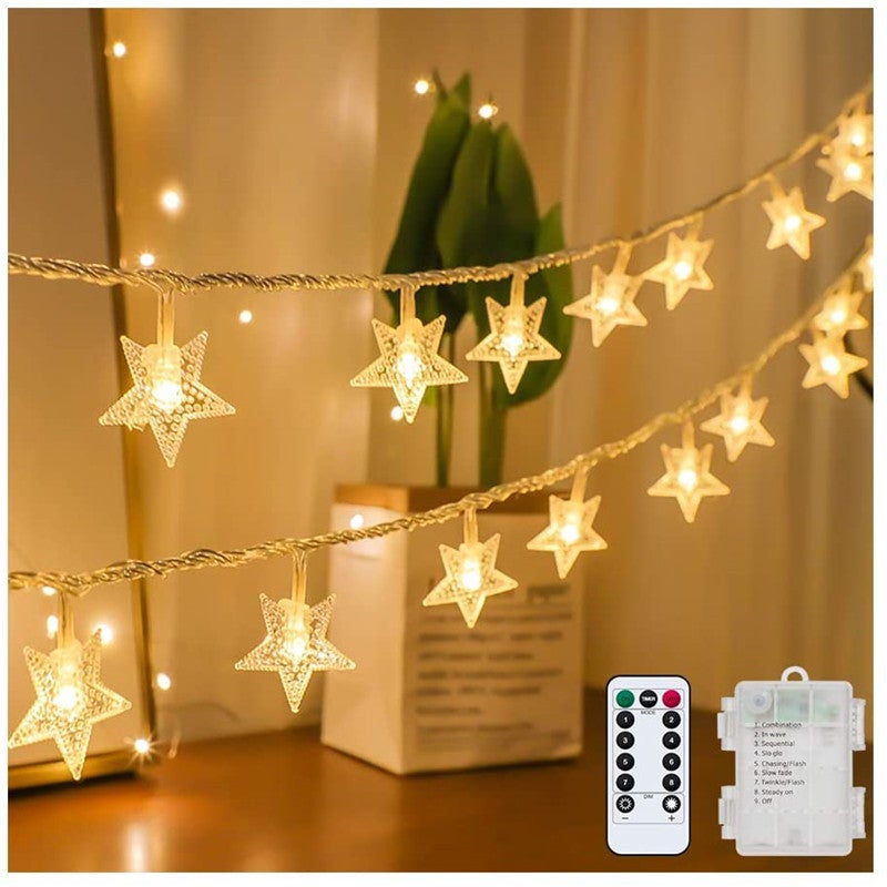 Świąteczna girlanda świetlna w kształcie pięcioramiennej gwiazdy, zasilana bateriami USB, lampka LED w kształcie gwiazdy, dekoracja bożonarodzeniowa