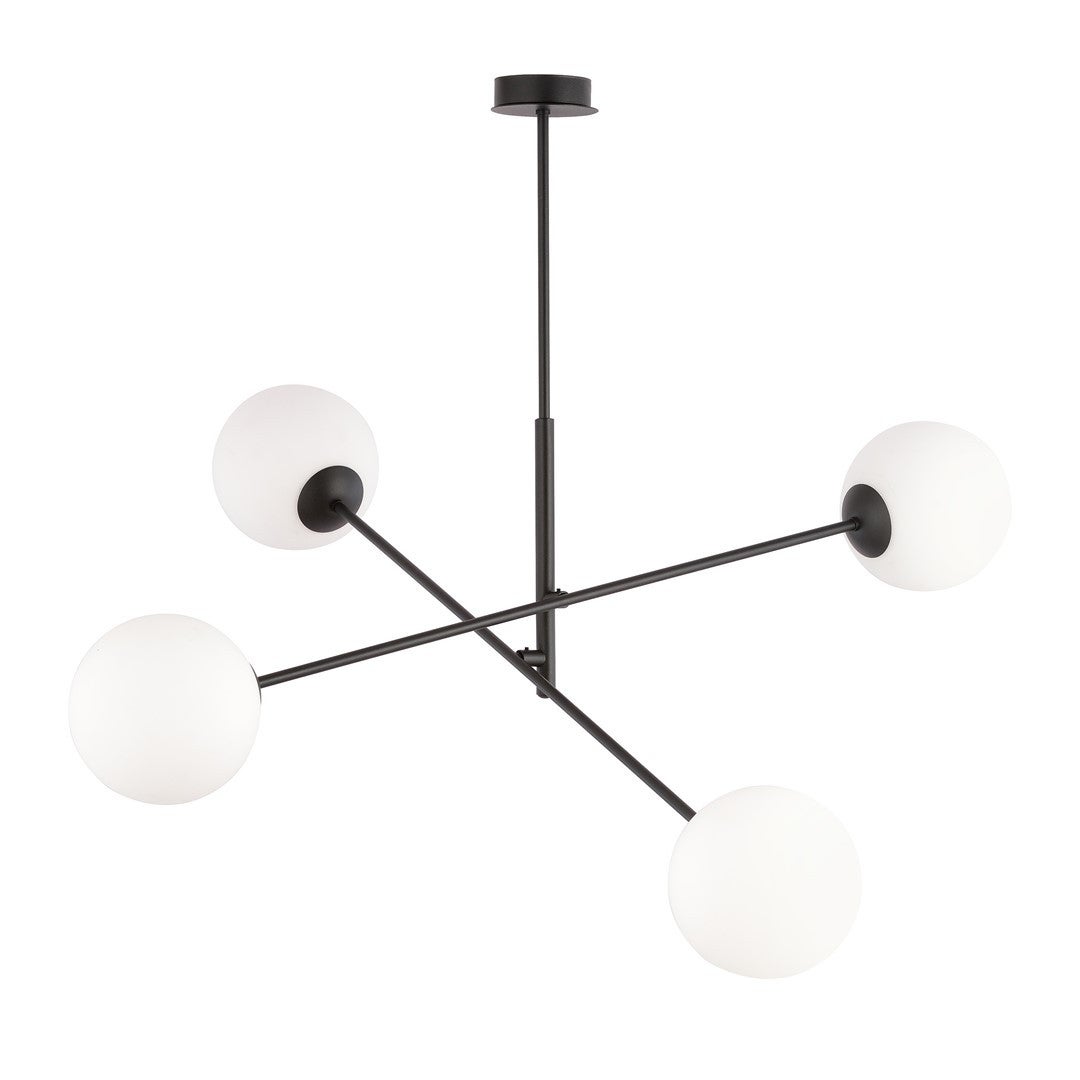 Żyrandol Emibig 4xE14 40W LINEAR 4 BLACK/OPAL 1169/4