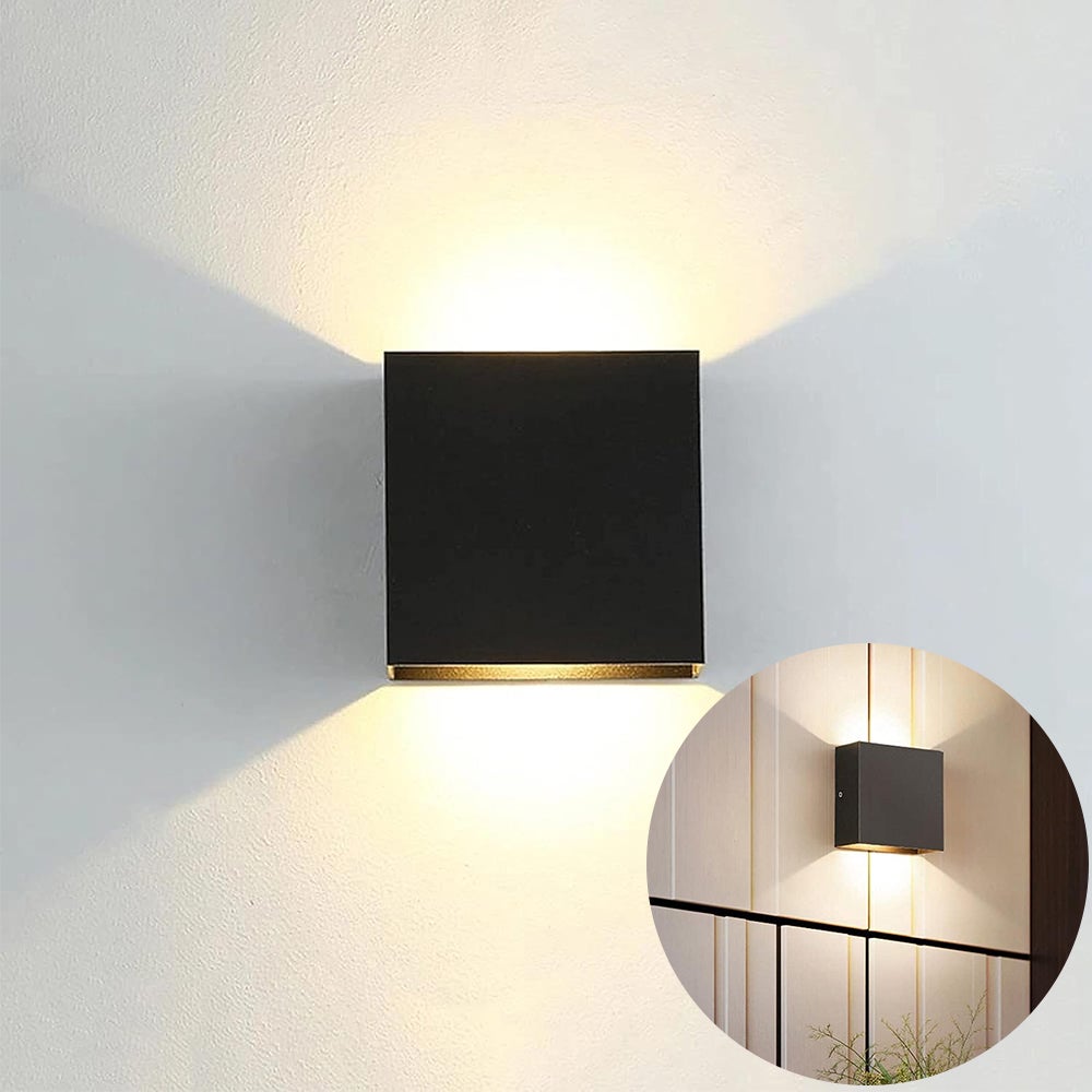 1-częściowa nowoczesna lampa ścienna LED z aluminium, czarny kwadratowy kinkiet ścienny, 10 x 10 x 5 cm, wodoodporna, nadaje się do użytku wewnątrz p