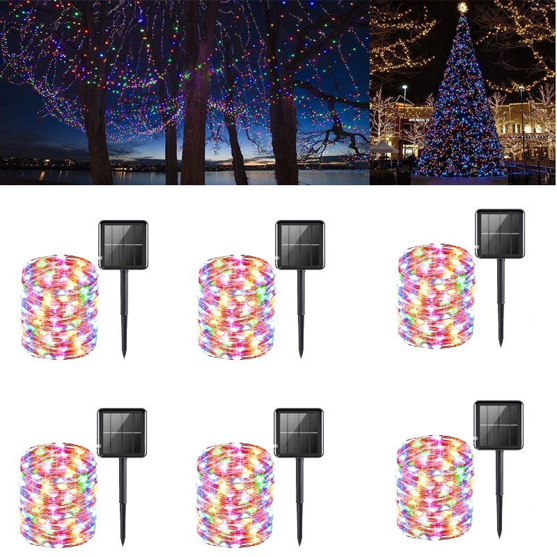 Zestaw szt metrowych solarnych lampek Fairy Tale Light LED trybów solarne lampki bożonarodzeniowe do dekoracji ogrodu drut miedziany kolor