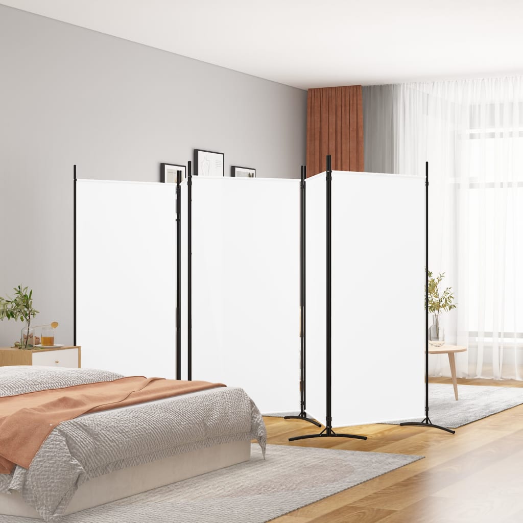 vidaXL Parawan 5-panelowy, biały, 433x180 cm, tkanina