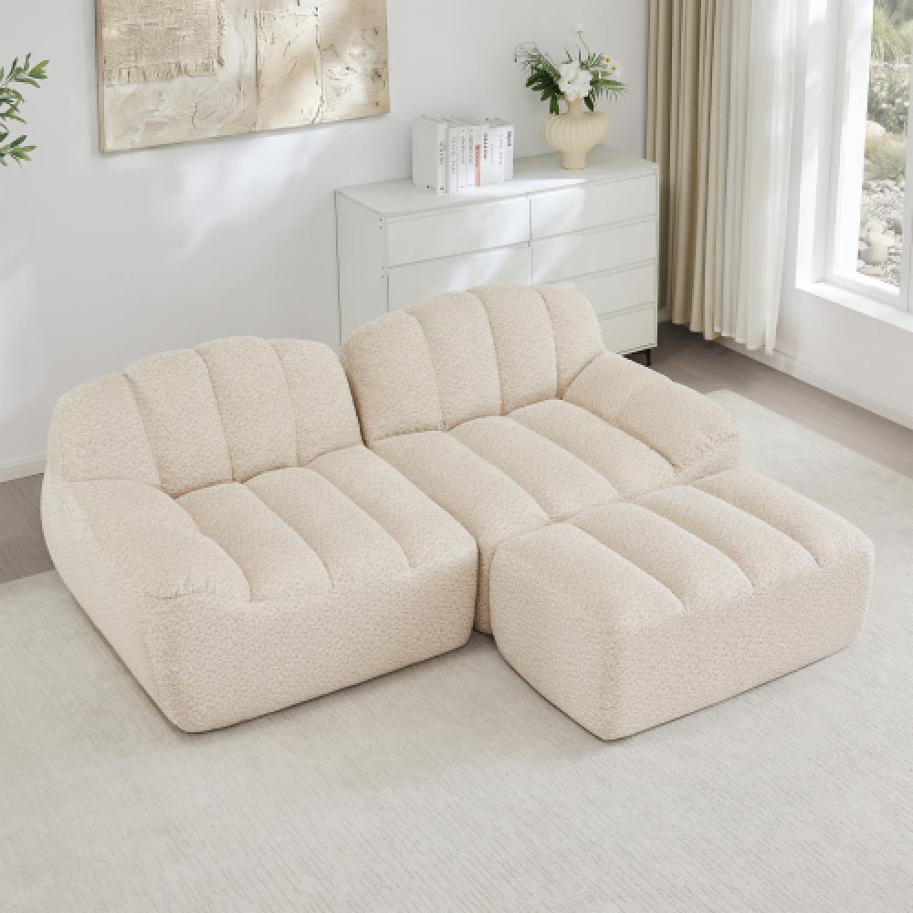 Modułowa sofa 2-osobowa w stylu muszli, głębokie poduszki, do salonu i mieszkania, nie wymaga montażu