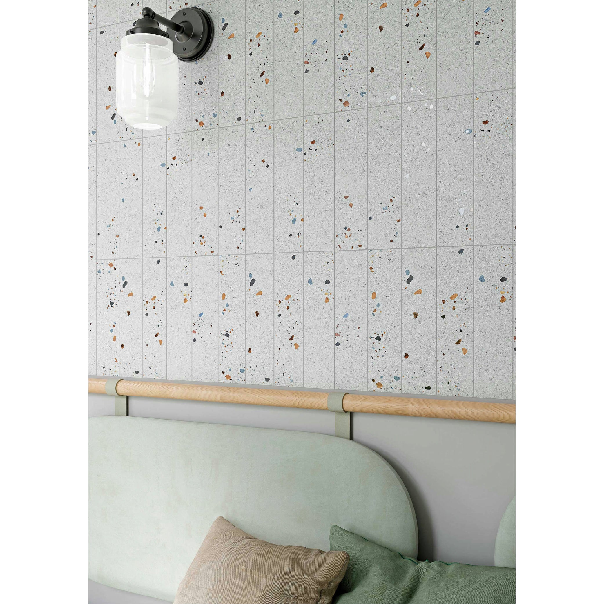 Płytka ścienna premium o efekcie terrazzo. Terrazo Szary Mat 7,5x30 cm