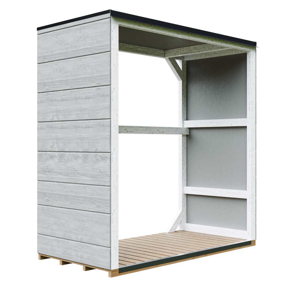 Zewnętrzna szopa na drewno opałowe 1,14 m² - 75 x 153 x wys. 159 cm - TIMBELA M980-1-TUNDRA SZARY