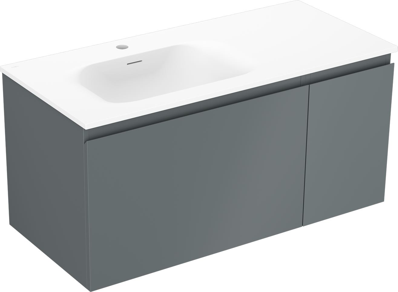 Mexen Orio szafka łazienkowa 90 cm z umywalką Vela lewą, 1S, 1D, grafit mat/biała mat - 91A13-09047-3-BBFF66-W23L01