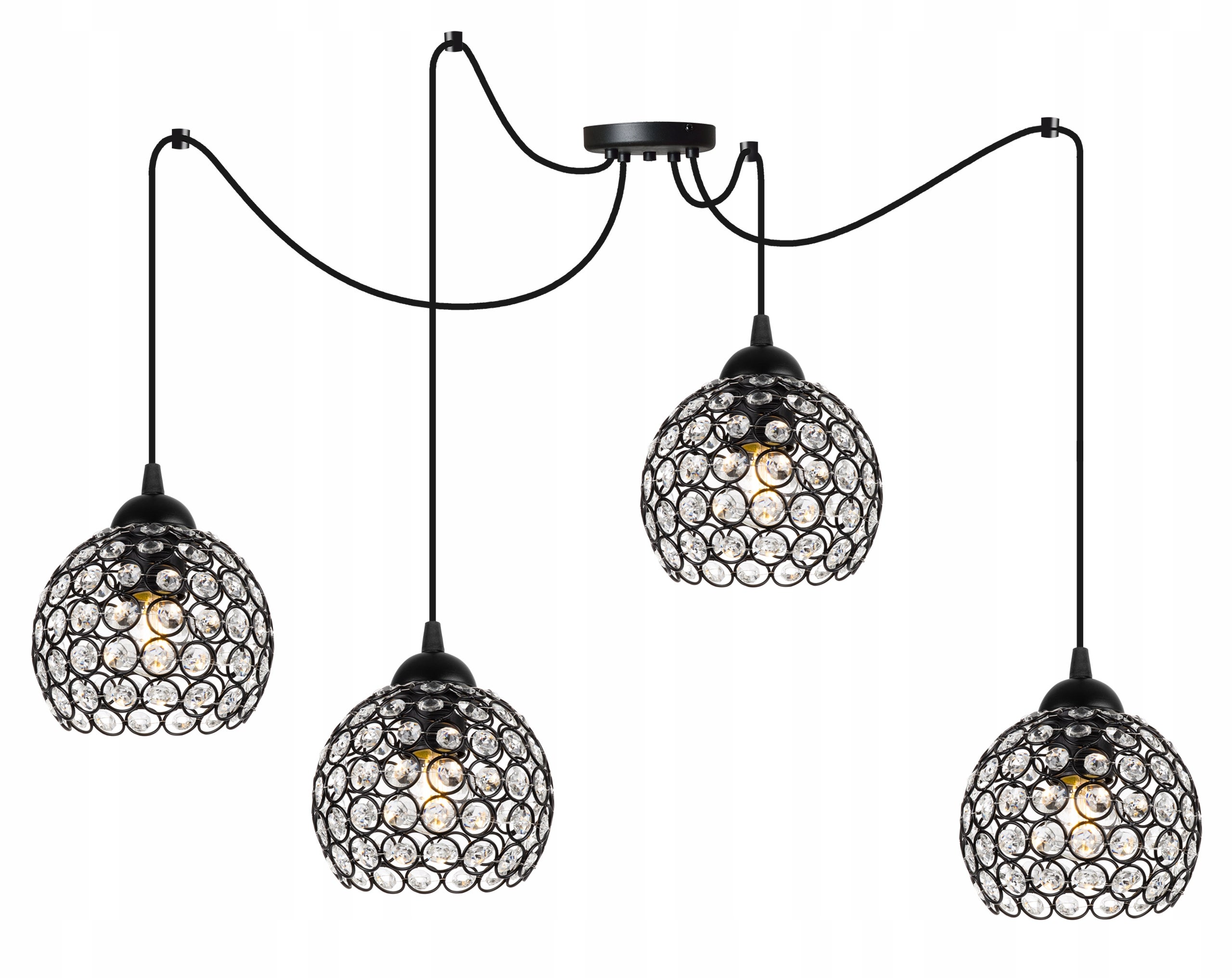 Lampa sufitowa wisząca Light Home LH Crystal Spider 4x E27 60W kryształki czarny