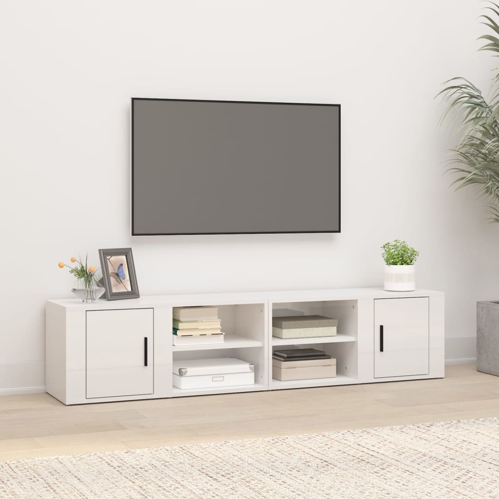 Szafki pod TV, 2 szt., białe, wysoki połysk, 80x31,5x36 cm vidaXL