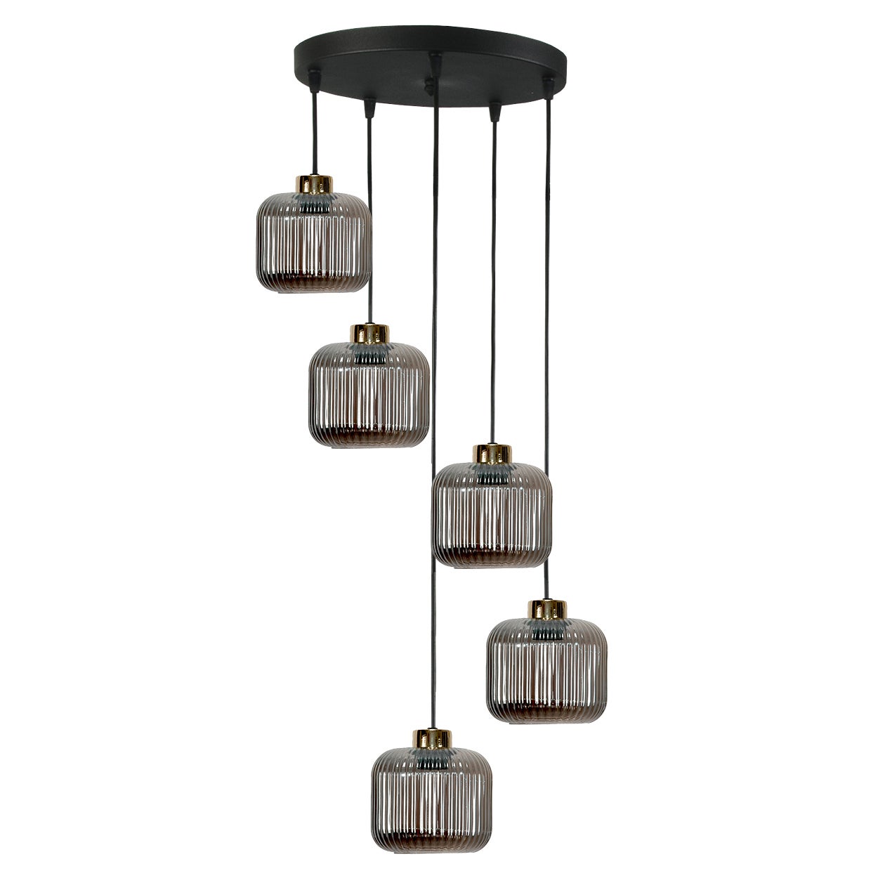 Lampa wisząca czarna do salonu 5 punktowa industrialna loft KORN 5xE27 Edylit