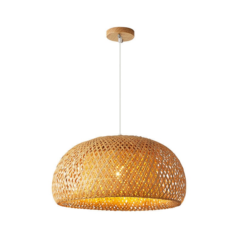 Lampa wisząca 30 cm z naturalnego bambusa, styl chiński - ręczne plecenie, wystrój domu, designerskie oświetlenie salonu, kuchni, restauracji (bez żar