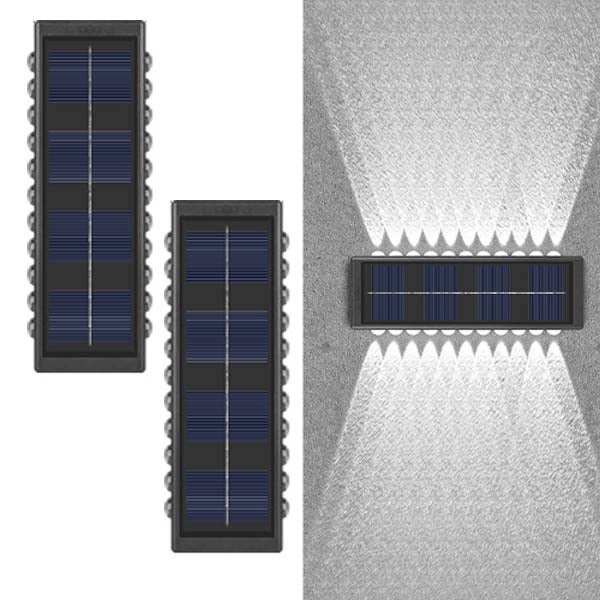 2x Spot LED Solaire - Kinkiet, 22 LED, Oświetlenie Wash, Up/Down Light, Wodoodporny, Dekoracja Pergola/Nowoczesny Ogród