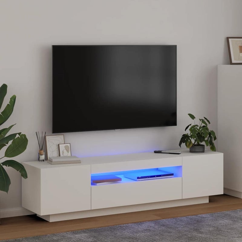 Meuble TV VidaXL z oświetleniem LED 160x35x40 cm biały
