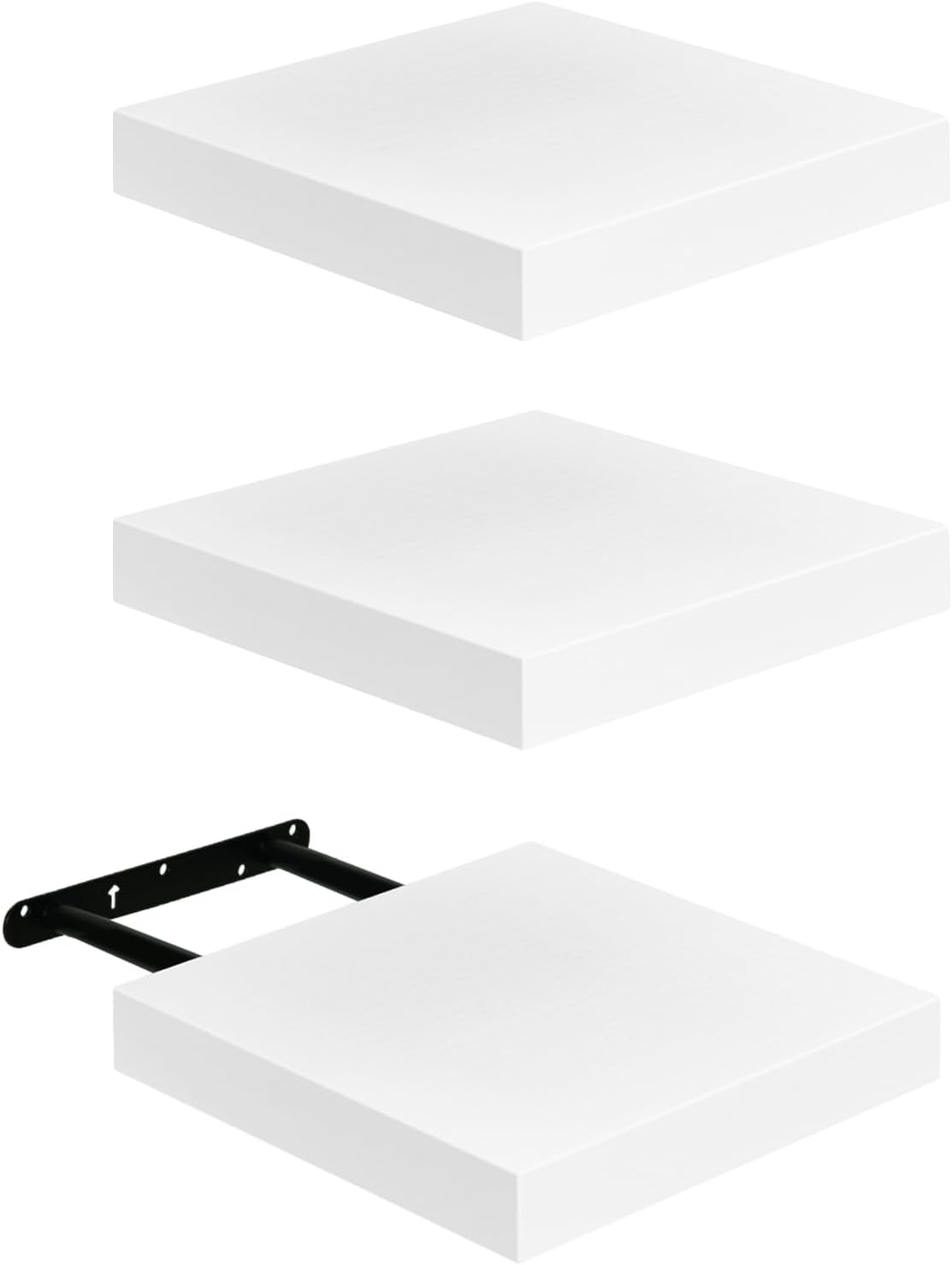 zestaw 3 półek wiszących 20x20 cm regał na ścianę z MDF do łazienki, kuchni, korytarza - biały