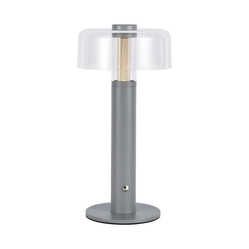 Lampa stołowa LED 1 W, szara i przezroczysta, biała, ładowalna przez USB C, dotykowa, ściemnialna, 3000 K
