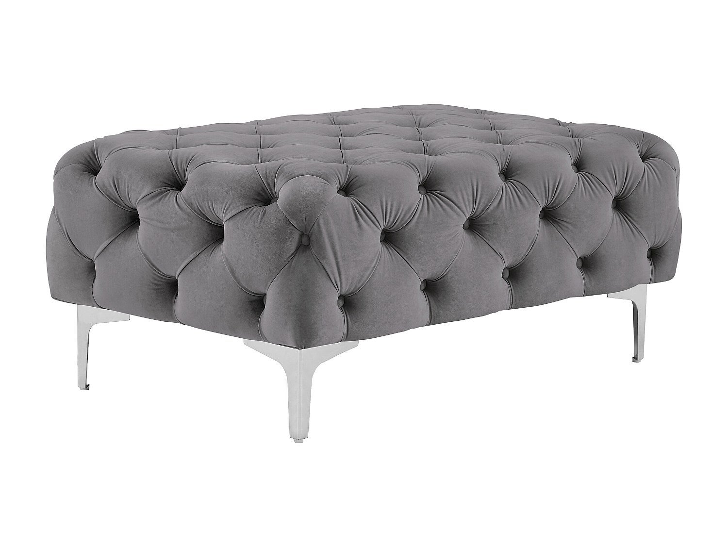 Puf Chesterfield z weluru antracytowy – EDWINA