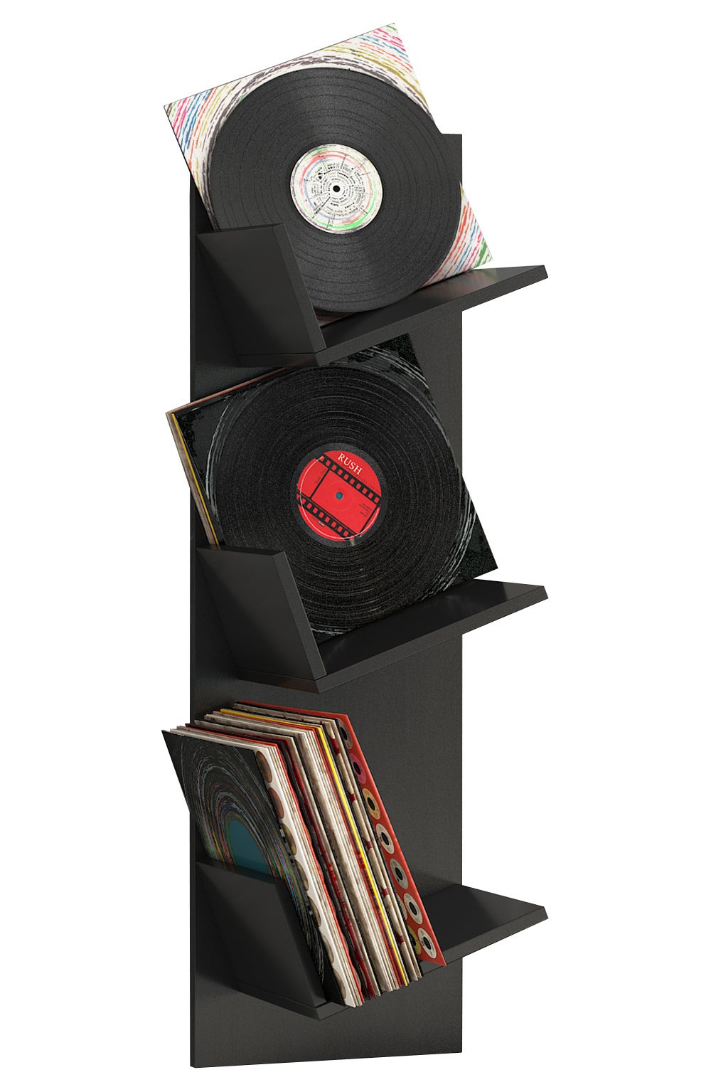 VCM Płyta CD / DVD Media Shelf Lona Czarny H. 106 x B. 33 x T. 26 cm