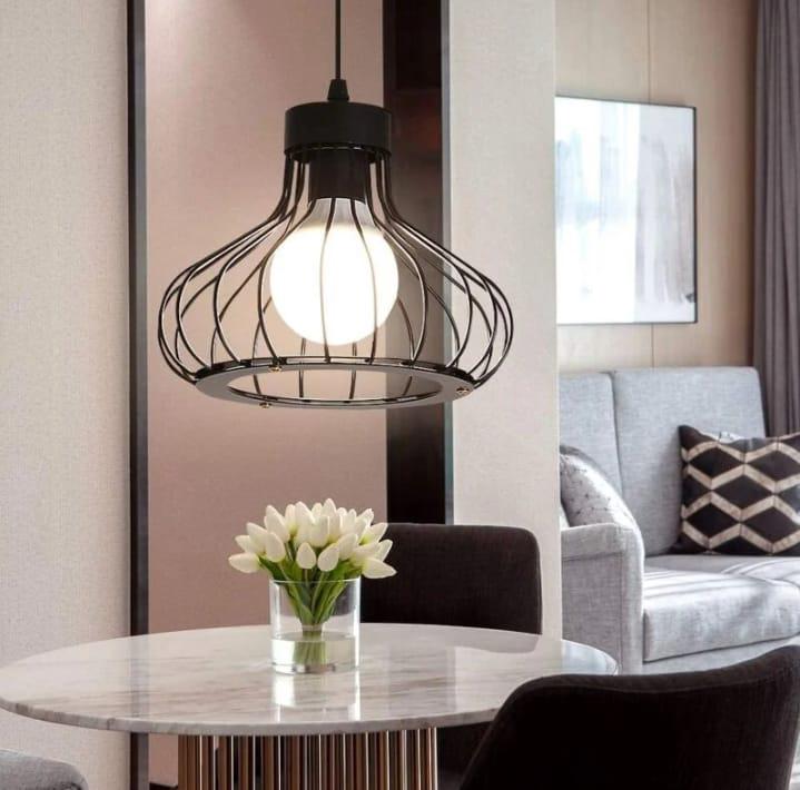 Industrialny żyrandol wiszący Retro E27 Klosz lampy sufitowej Klatka Metalowy abażur do salonu Sypialnia Bar Czarny