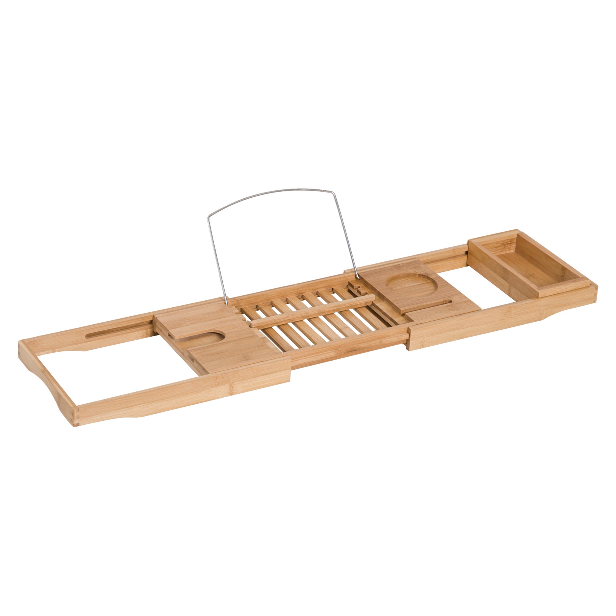 Bambusowa półka na wannę, regulowany mostek wannowy, 70-105x21,8x5cm wykonany z naturalnego materiału dla relaksujących kąpieli