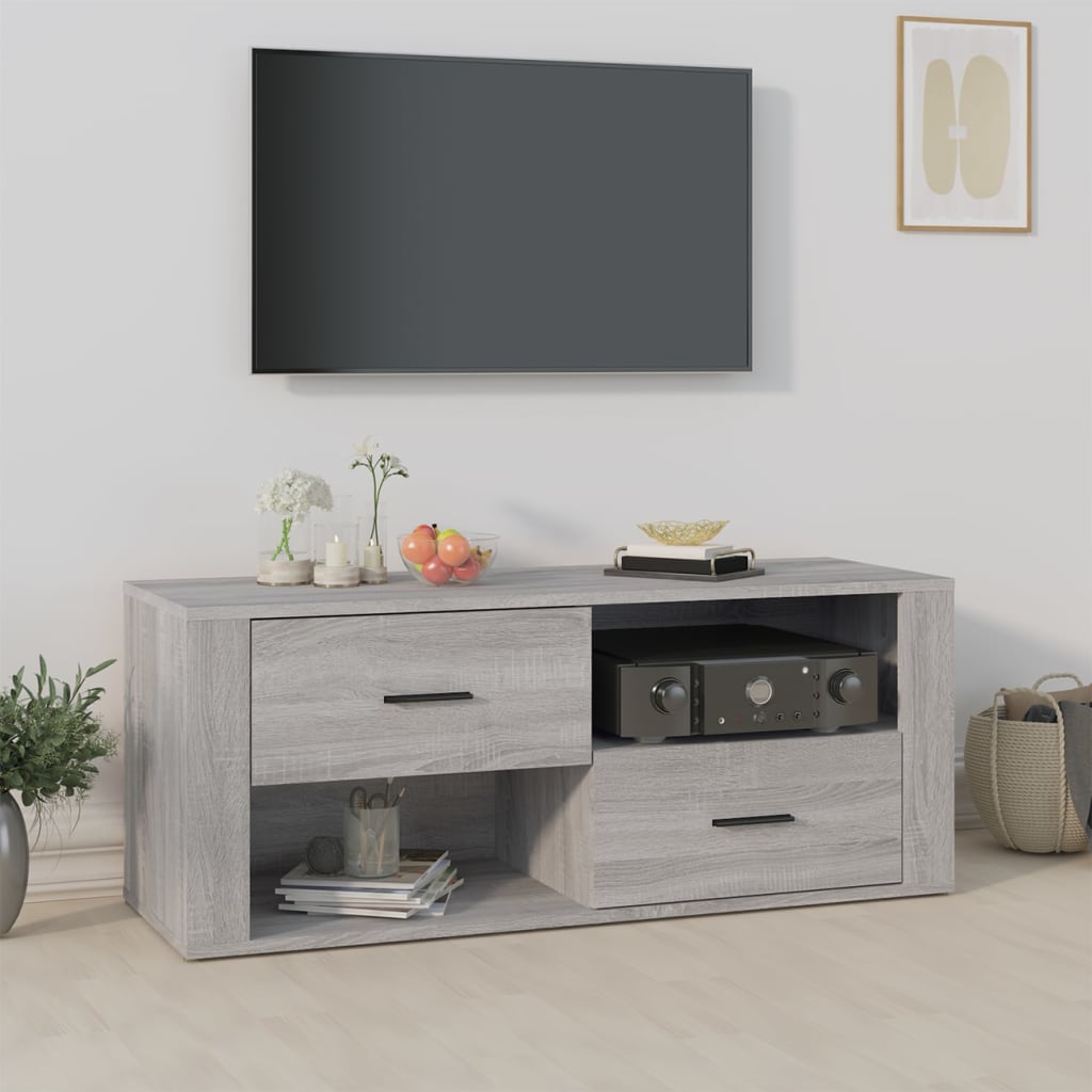 Szafka pod telewizor, szary dąb sonoma, 100x35x40 cm vidaXL