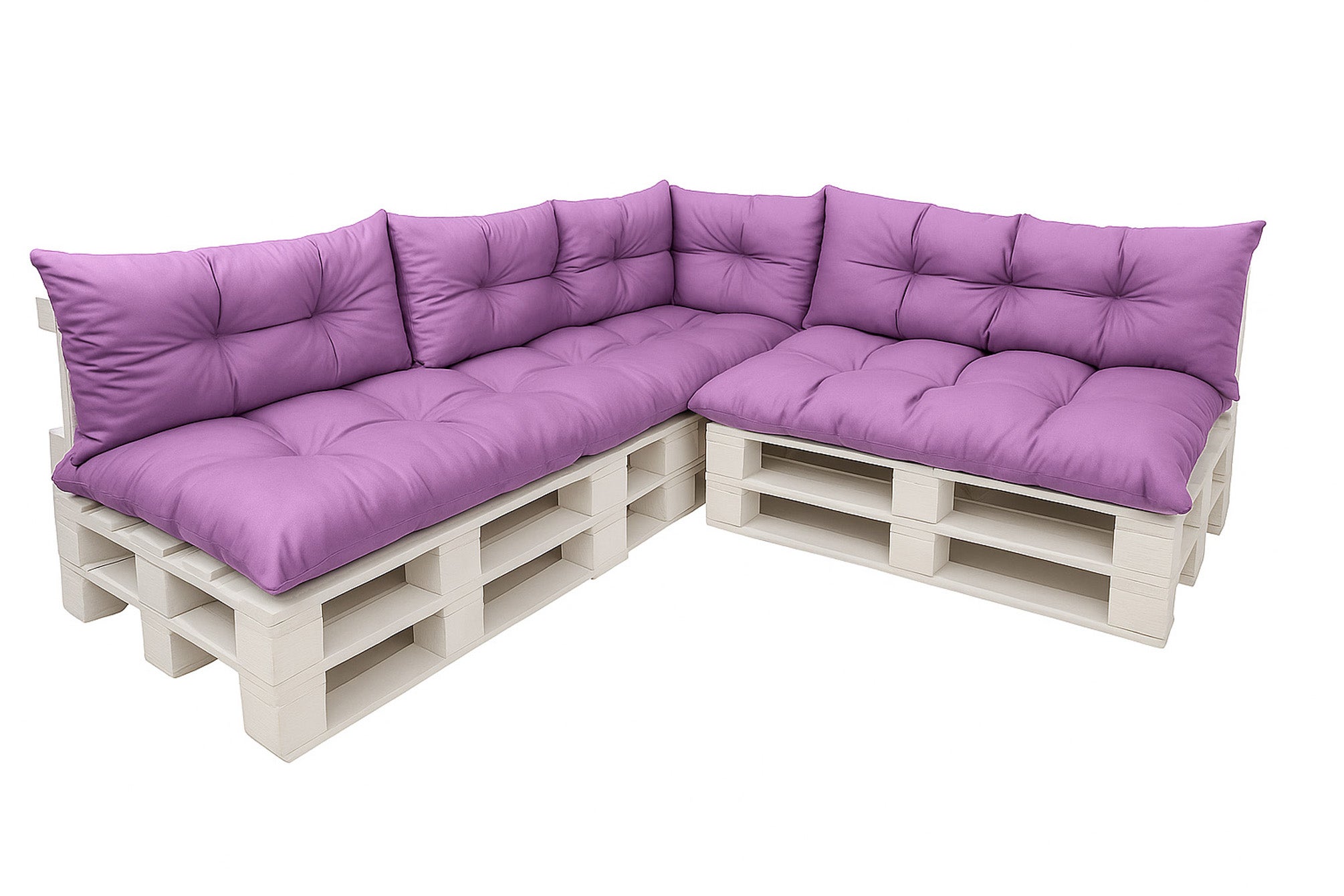 Komplet poduszek ogrodowych na palety 3x120x60cm 3x120x40cm + 60x40cm, wygodne poduszki na meble z palet fioletowe