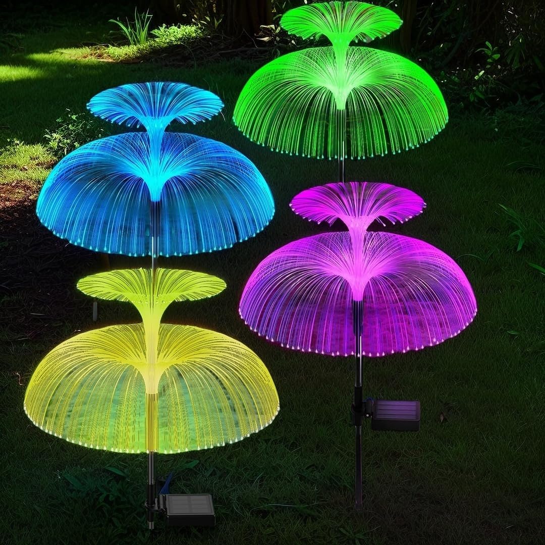 Zestaw 4 lamp solarnych do użytku na zewnątrz, Lampy solarne do dekoracji ogrodu i oświetlenia zewnętrznego