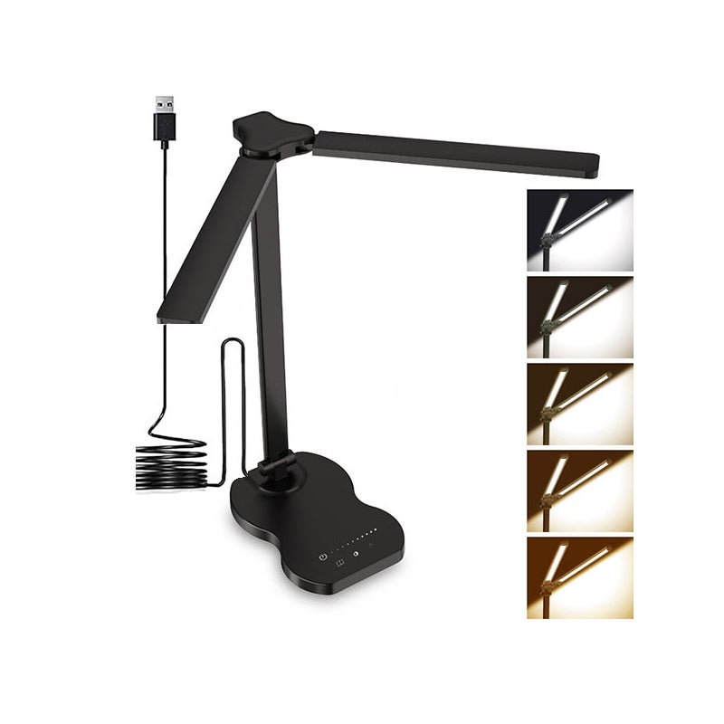 Lampa biurkowa z podwójną głowicą lampka nocna ze zmiennym natężeniem światła lampa biurkowa z funkcją timera wyłączania lampa LED sterowana dotykowo