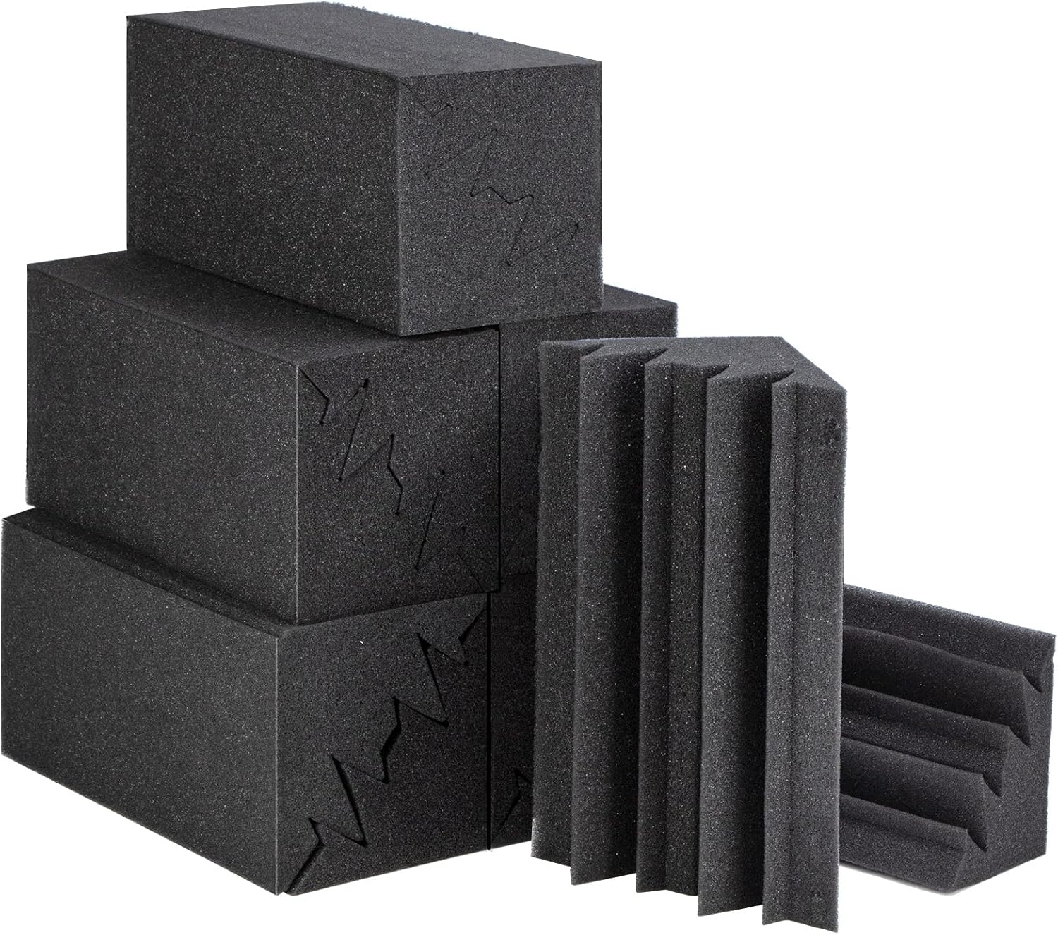(12 x 12 x 24 cm) Zestaw 12 paneli z pianki akustycznej Bass Trap, arkusze dźwiękochłonne o wysokiej gęstości redukujące hałas i echo w pomieszczeniac