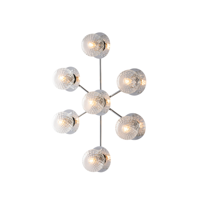 Plafoniera in ferro cromo lucido 7 luci H.17 - L.85 x 62
