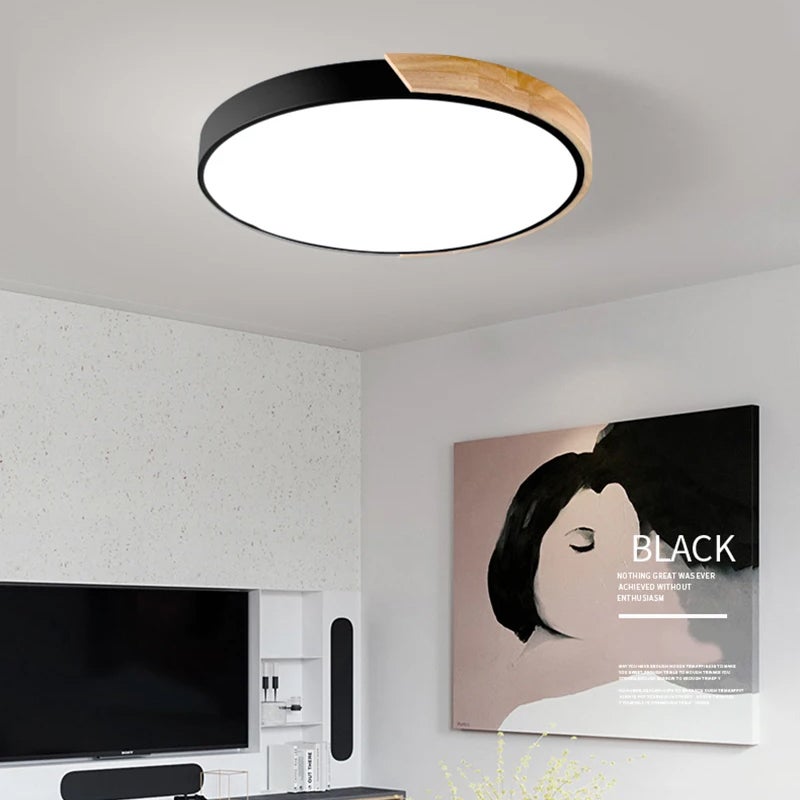 Plafon LED 40CM, Plafon metalowy, Nowoczesny plafon, Czarne lampy dekoracyjne, Białe światło 6000K (36W)