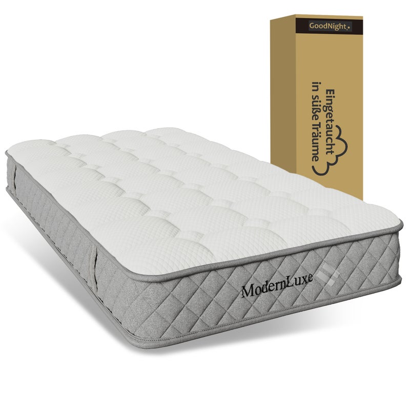 Materac kieszeniowy 7-strefowy 90 x 200 cm - Materac ortopedyczny z zimnej pianki o grubości 20 cm - Twardość H3 (średnio twardy) - 4 uchwyty
