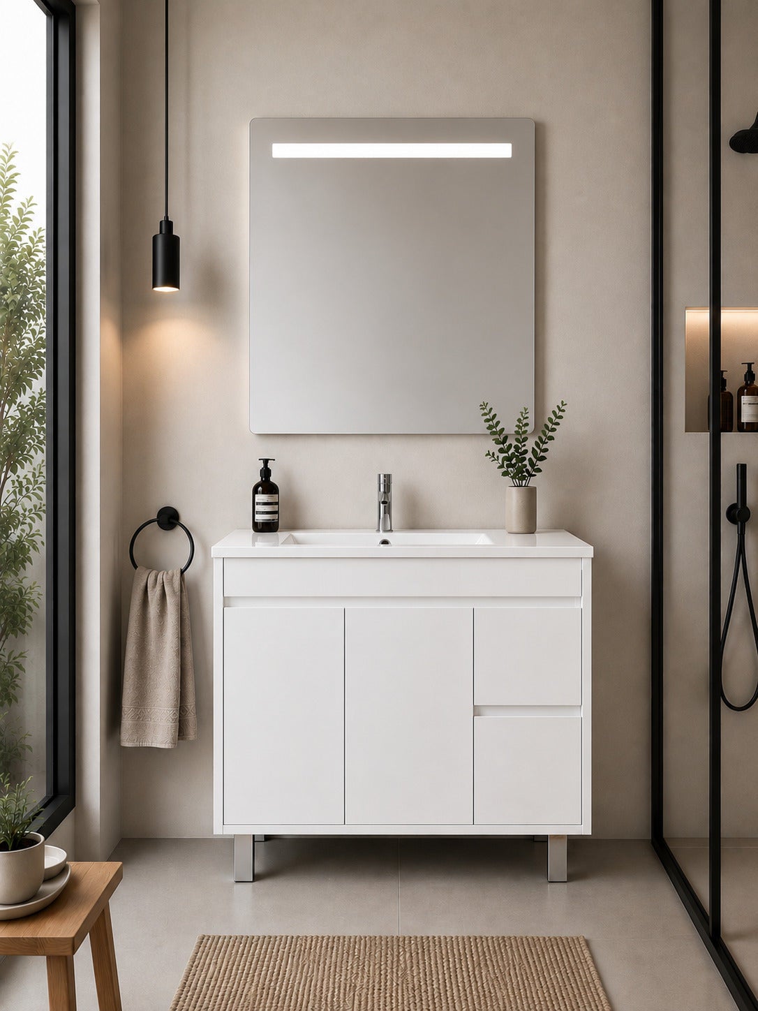 Szafka łazienkowa z umywalką ORIGENBATH ISQUIA bez lustra 100x40 cm biały