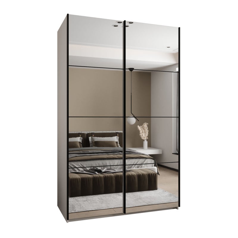 Szafa przesuwna wysoka Lux 2 160 x 64 x 245,5 cm biały + czarny + u. czarny - Abiks Meble