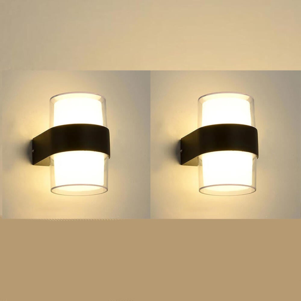 Wodoodporne kinkiety LED - obudowa z odlewu aluminiowego, odpowiednie do domu, tarasu i ogrodu, zestaw 2 sztuk, ciepłe światło.