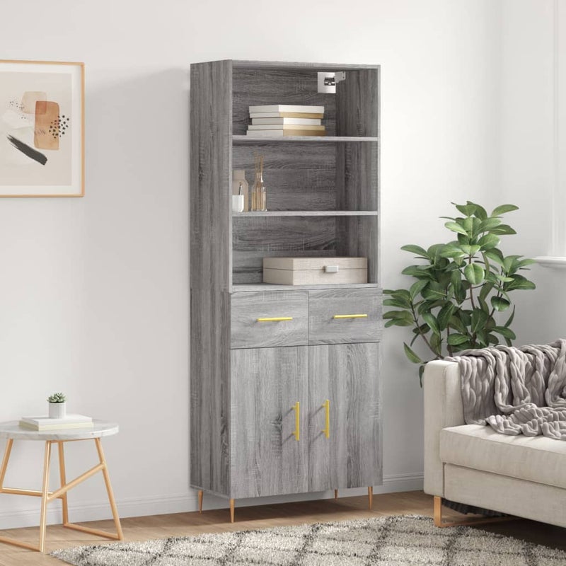 vidaXL Witrynka szary dąb sonoma 69,5x34x180cm materiał drewnopochodny