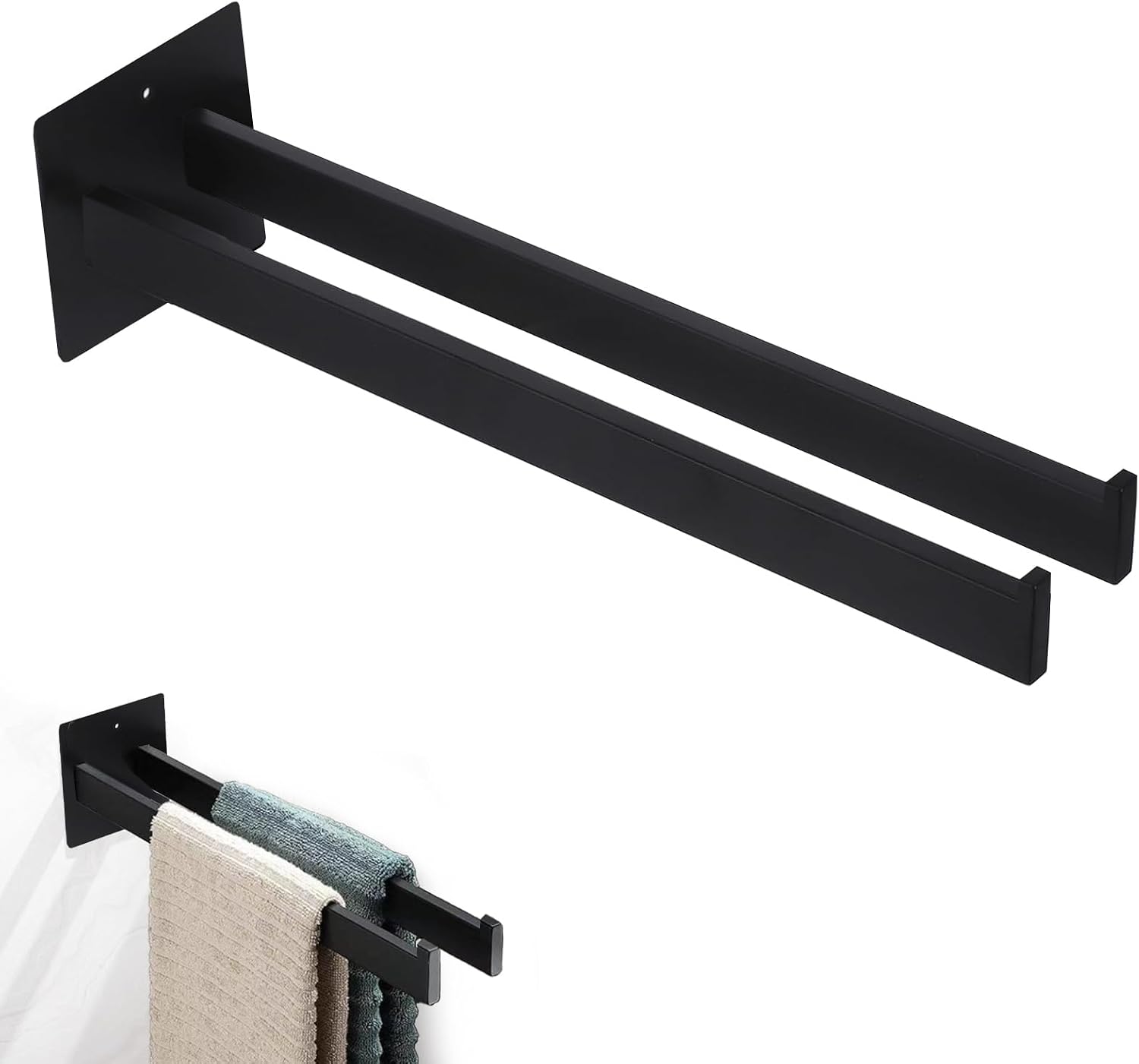 Wieszak na ręczniki ścienny, nie wymaga wiercenia, montaż ścienny, stal nierdzewna, nowoczesny design (39 cm)