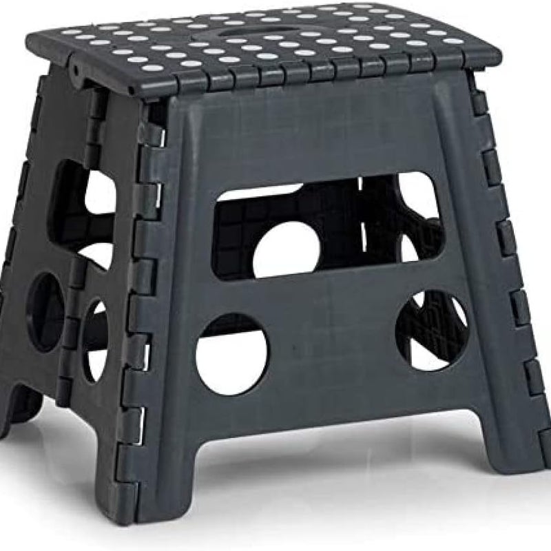 Składany taboret (składany, plastikowy, certyfikat TÜV, udźwig do 150 kg, 37 x 30 x 32 cm, tworzywo sztuczne), szary