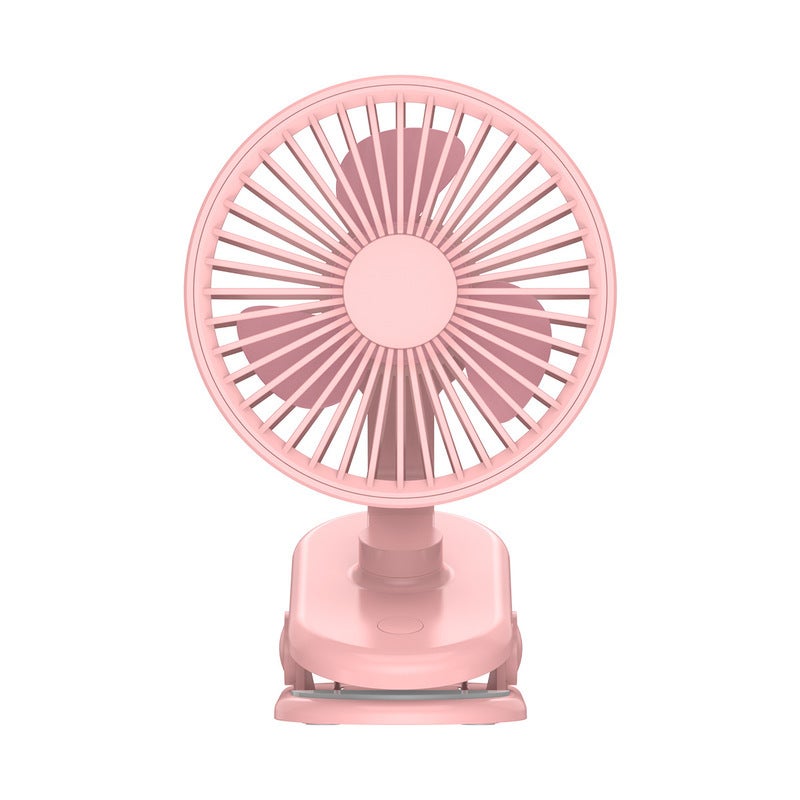 Przenośny, ładowalny wentylator, mini, różowy, biurkowy wentylator USB, cichy, z klipsem, bateria 2000 mAh, 3 prędkości, obrót 270°, idealny
