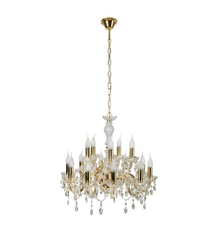 Lampa wisząca Maria złota 15xE14x40W wym: 130 x 62 x 62 cm kryształ Candellux