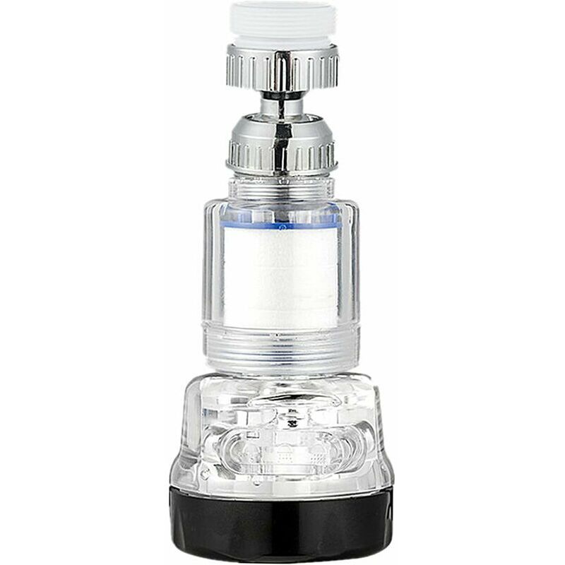 Perlator do kranu obrotowy, Filtr do kranu, Uniwersalna, regulowana dysza do kranu ciśnieniowego z 3 trybami i obrotem o 360° - Przezroczysta