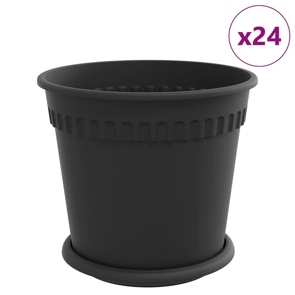 Doniczki 24 pcs Czarny Ø 19 x 16 cm Z tworzywa sztucznego