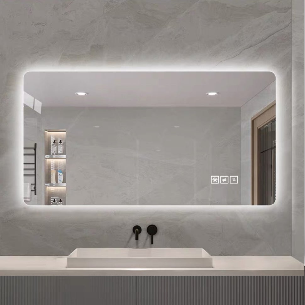 Lustro łazienkowe LED 60 x 100 cm z podświetleniem, przeciwmgielne, 3 kolory światła, możliwość płynnego ściemniania, funkcja pamięci