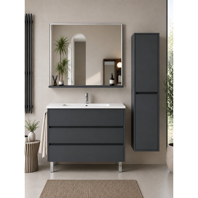 Szafka łazienkowa z umywalką ORIGENBATH IMPERIA bez lustra 60x45 cm grafitowy z kolumną