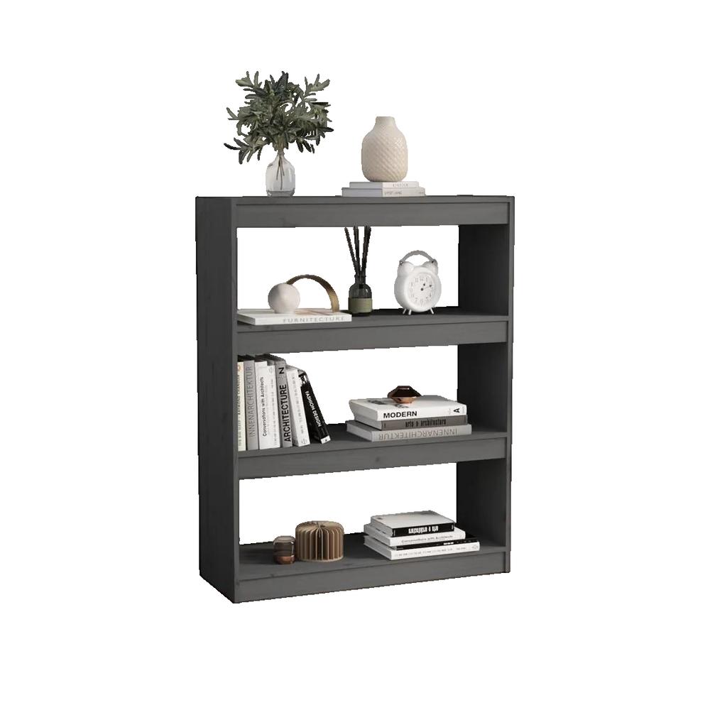 Biblioteczka vidaXL Szara z litego drewna sosnowego 3 komory solidna