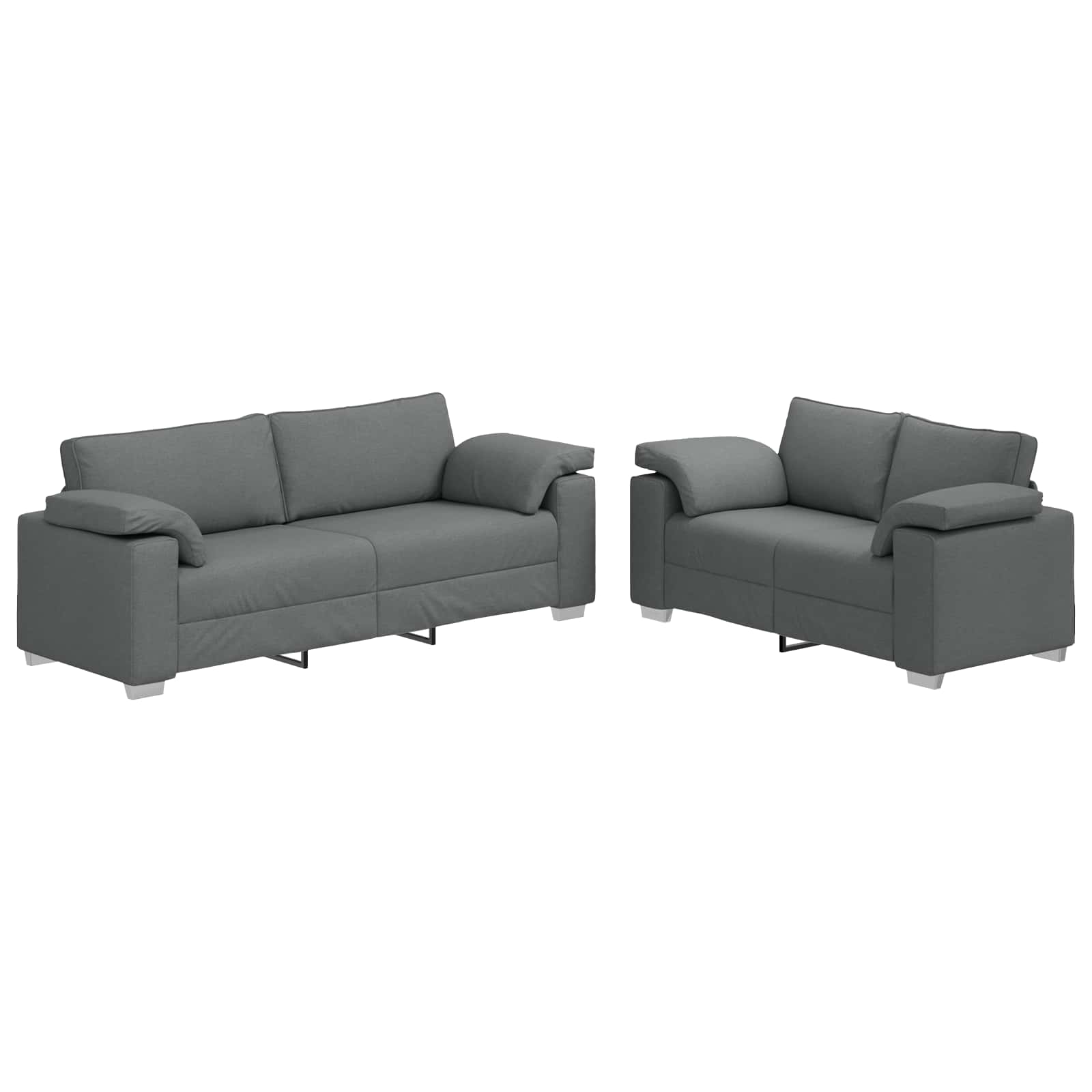 Sofa 2 pcs Ciemnoszary 219 x 80 x 82 cm tkanina