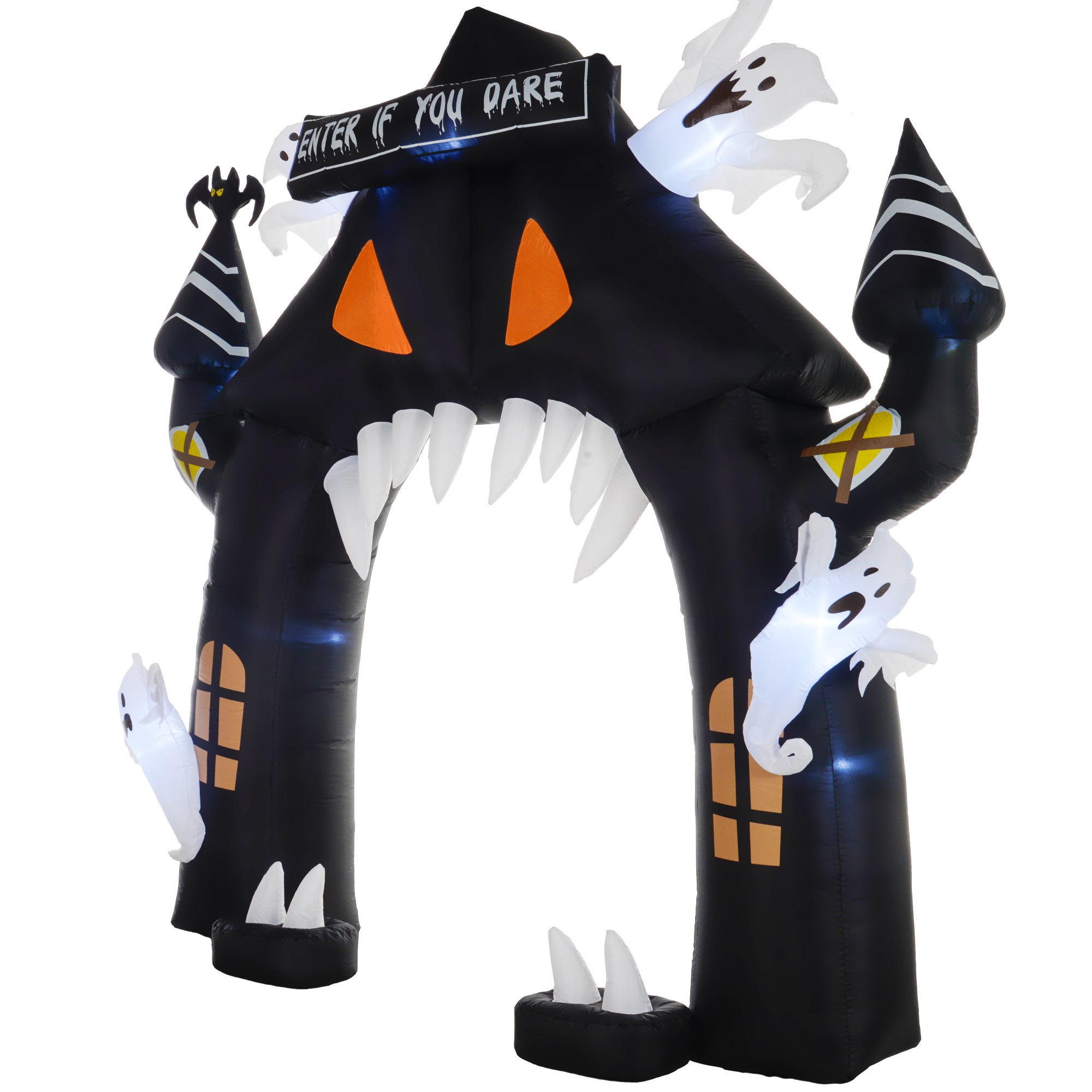 Dmuchany łuk halloweenowy, 4 duchy, światła LED, wodoodporny, 300 x 76 x 300 cm