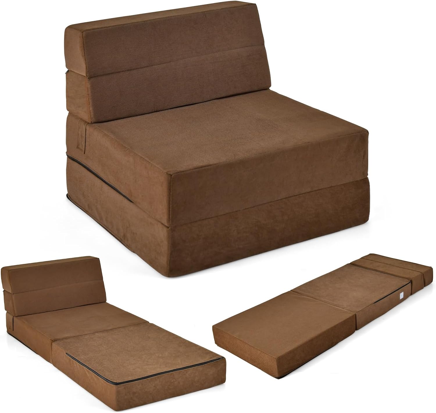 Składana Sofa Do Spania 3 w 1, Materac Składany z Pianką (15 cm), Podłogowy Dla Gości ze Zdejmowaną i Nadającą Się Do Prania Poszewką