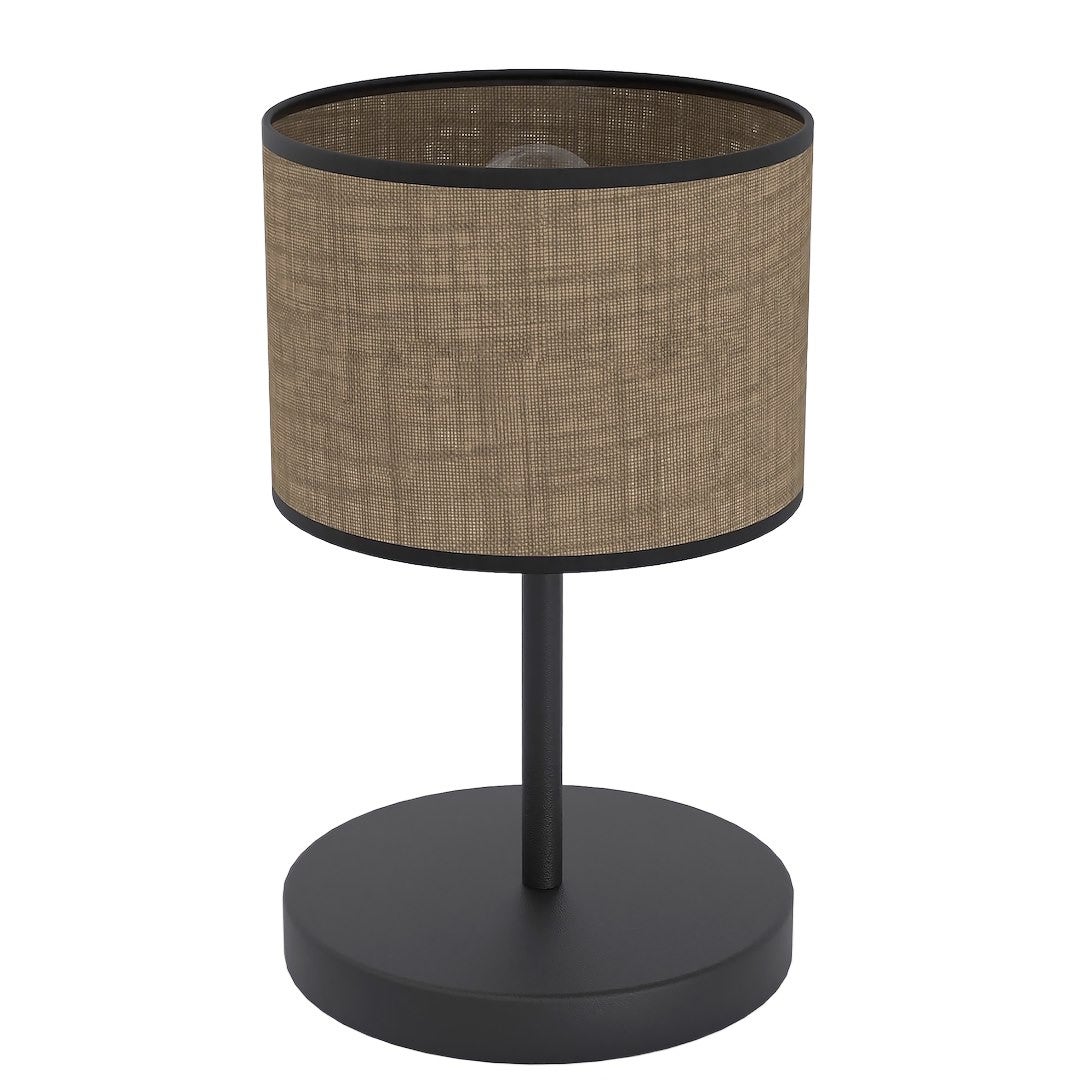 Lampa stołowa cylindryczny abażur ECO 1xE27x15W metal brązowo-czarna wym:33x20x20cm IP20 Emibig